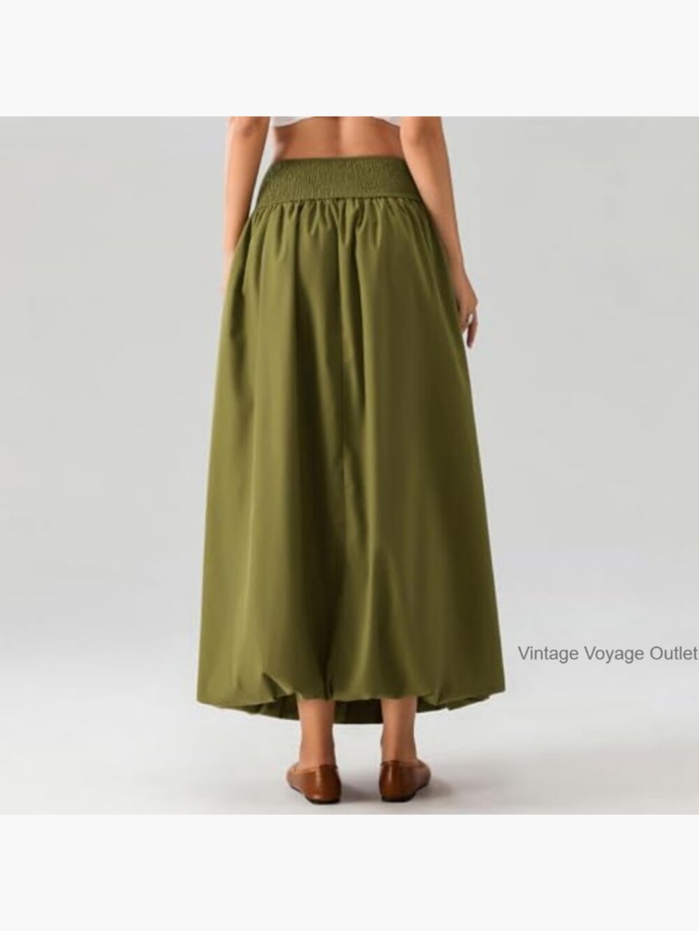 Y2K Bubble Maxi Skirt Low Elastic Waist A-Line Ruffle Pleated Summer Casual - Picture 3 of 6